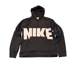 Nike Therma Fit Black White Block Logo Hoodie Men's Medium Athletic Casual